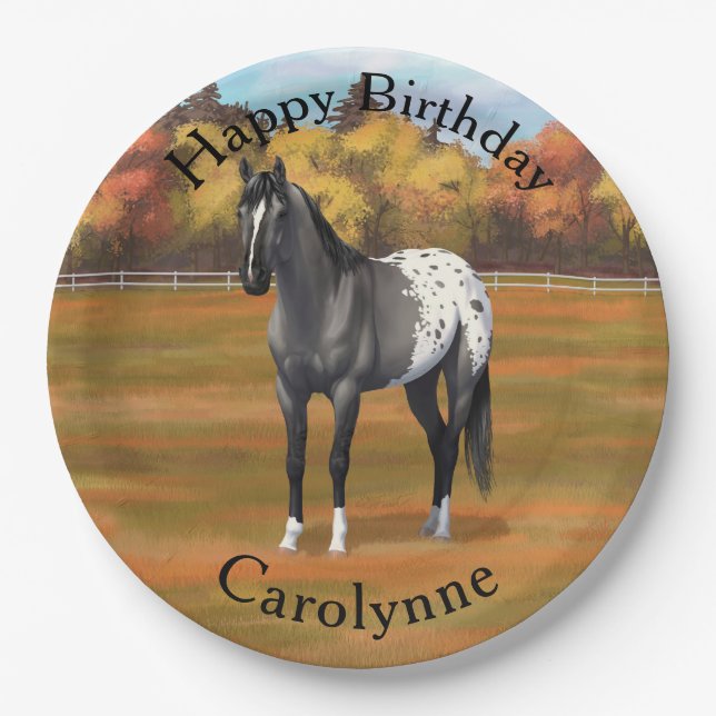 Grey Grulla Appaloosa Quarter Horse Stallion Paper Plate (Front)