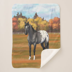 Grey Grulla Appaloosa Quarter Horse Stallion Sherpa Blanket