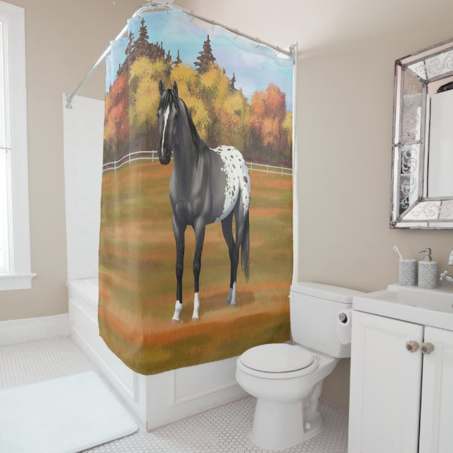 Grey Grulla Appaloosa Quarter Horse Stallion Shower Curtain (In Situ)