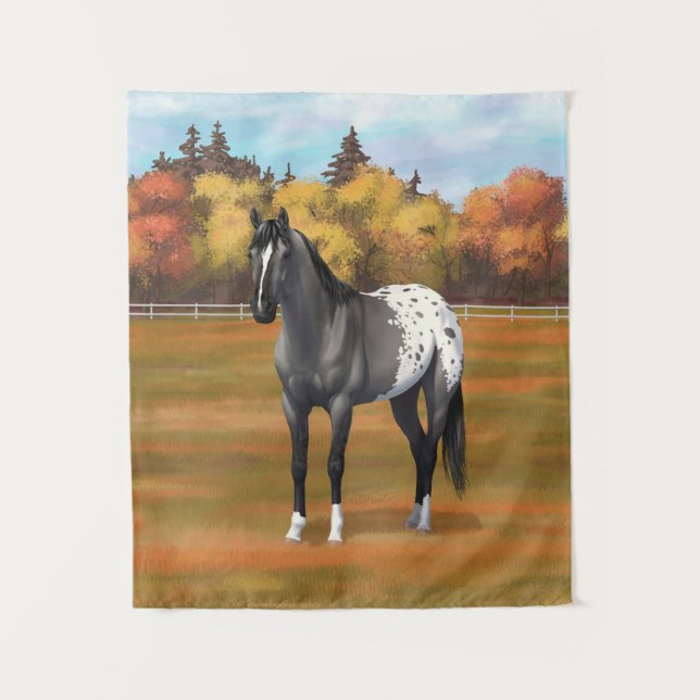 Grey Grulla Appaloosa Quarter Horse Stallion Tapestry (Front)