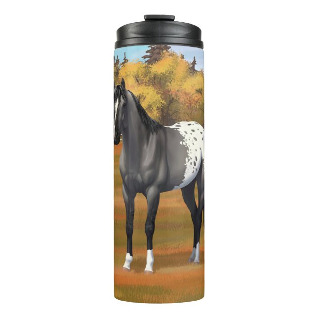 Grey Grulla Appaloosa Quarter Horse Stallion Thermal Tumbler (Front)