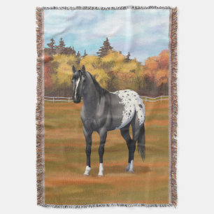Grey Grulla Appaloosa Quarter Horse Stallion Throw Blanket