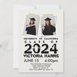 Grey Grunge 2 Custom Photo Fun Graduation Invitation