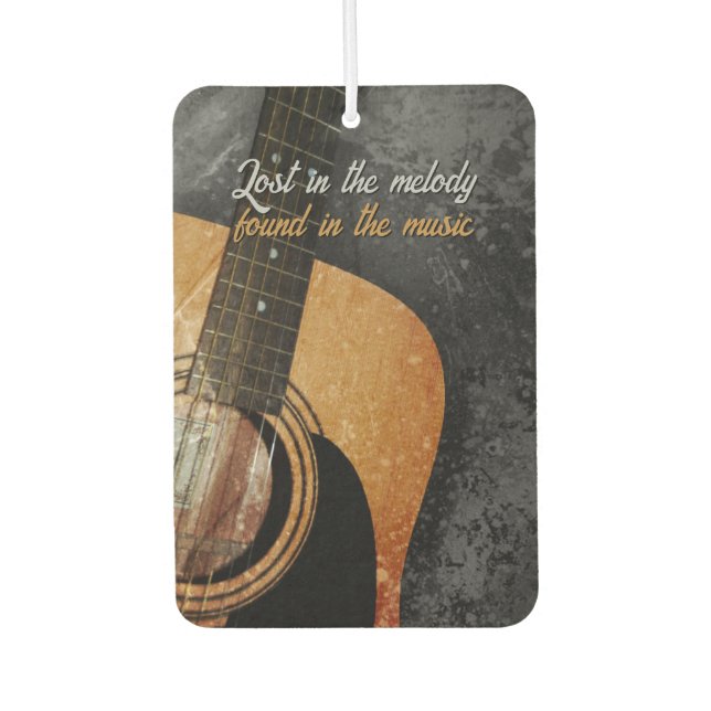 Grey Grunge Acoustic Guitar Customisable Car Air Freshener (Front)