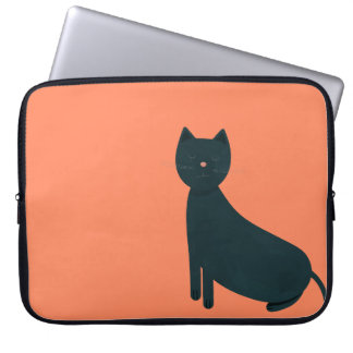 Grey grunge cat laptop sleeve