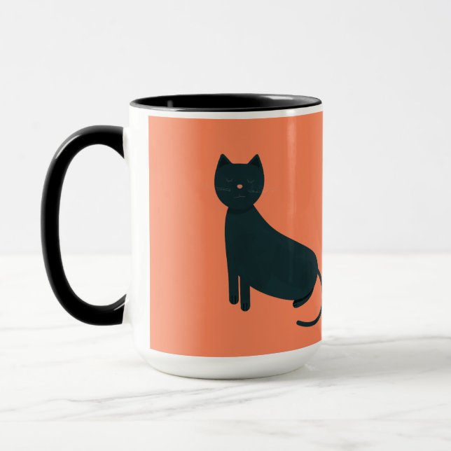 Grey grunge cat mug (Left)