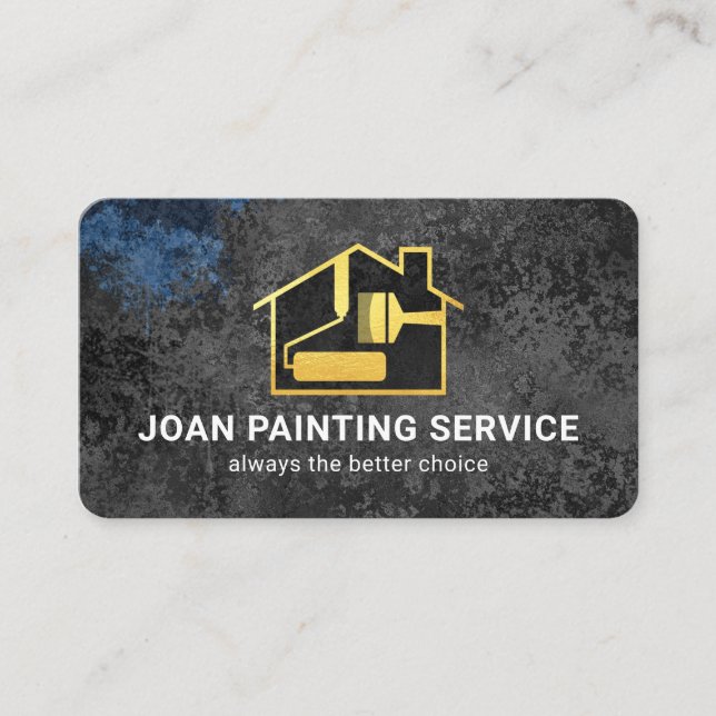 Grey Grunge Paint Painter Service Business Card (Front)