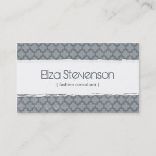 Grey Grunge Quatrefoil Consultant Business Card