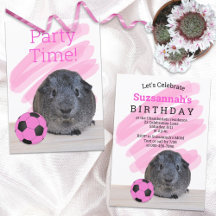 Grey Guinea Pig Girly Pink Soccer Ball Custom