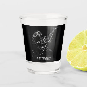 Grey Guitarist Silhouette Shot Glass