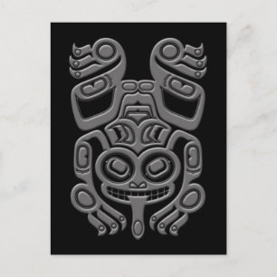Grey Haida Spirit Tree Frog on Black Postcard