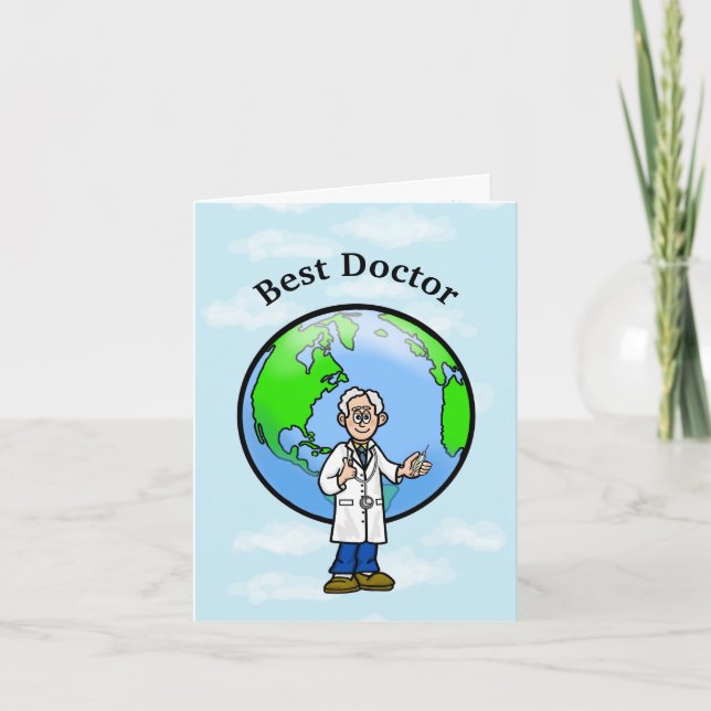 Grey Hair Male Best Doctor Greeting Card (Front)