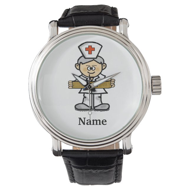 Grey Hair Male Nurse Watch  Customise It! (Front)
