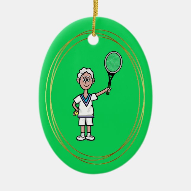 Grey Hair Male Tennis Player Christmas Ornament (Front)