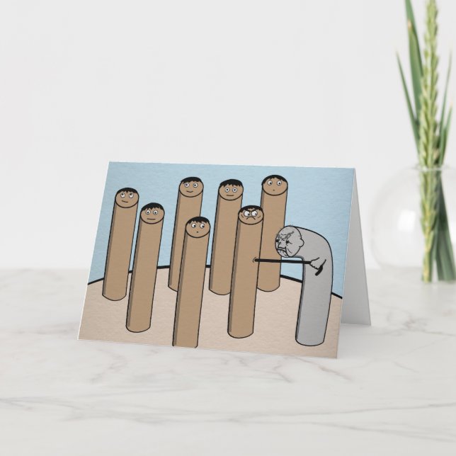 Grey Hair Poke Funny Happy Birthday Card (Front)