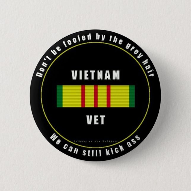 Grey Haired Vietnam Vet Button (Front)