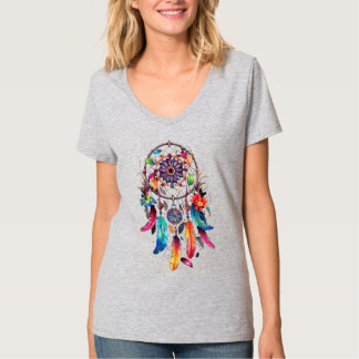 Grey half sleeves V-neck T-Shirt
