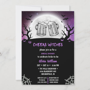 Grey Halloween Bridal Shower - Cheers Witches Invitation