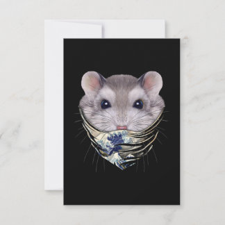 Grey Hamster In Edo Japan Tsunami RSVP Card