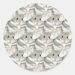 Grey Hamster Pattern Classic Round Sticker
