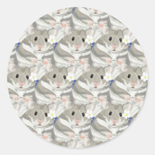 Grey Hamster Pattern Classic Round Sticker