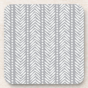 Grey Hand Drawn Chevron Pattern Coaster