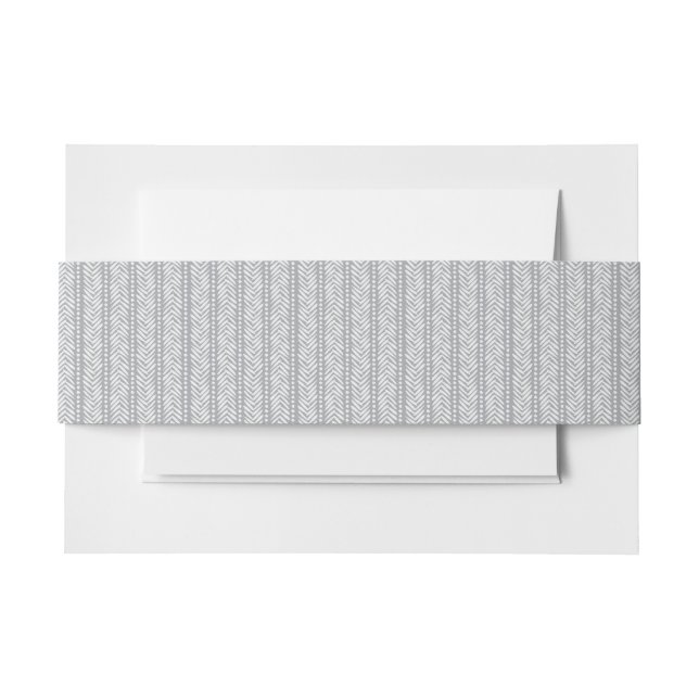 Grey Hand Drawn Chevron Pattern Invitation Belly Band (Front Example)