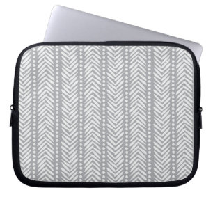 Grey Hand Drawn Chevron Pattern Laptop Sleeve