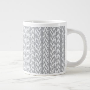 Grey Hand Drawn Chevron Pattern Large Coffee Mug