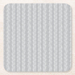 Grey Hand Drawn Chevron Pattern Square Paper Coaster