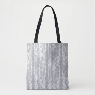 Grey Hand Drawn Chevron Pattern Tote Bag