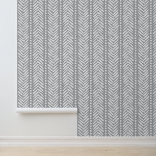 Grey Hand Drawn Chevron Pattern Wallpaper