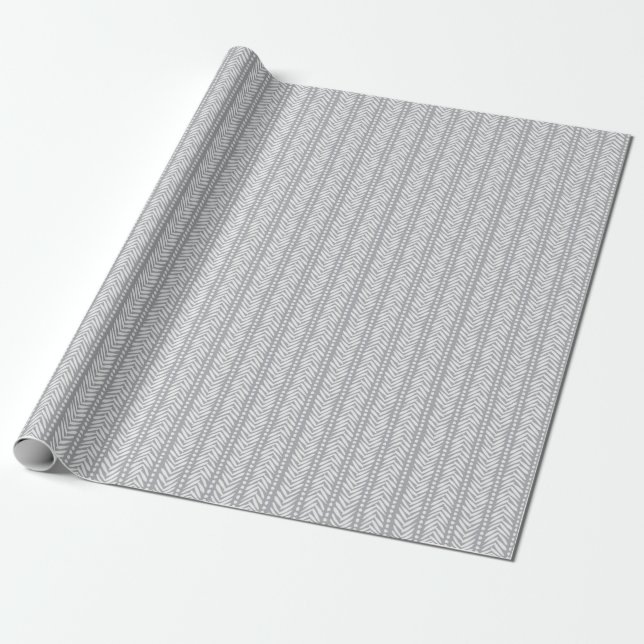 Grey Hand Drawn Chevron Pattern Wrapping Paper (Unrolled)