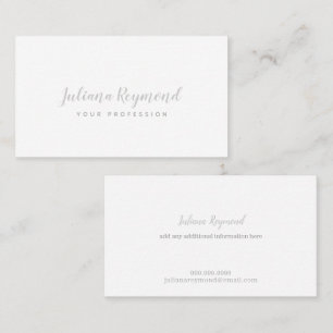 grey handwritten cursive minimal feminine white business card