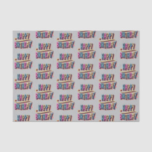grey happy birthday rainbow kids colour tissue paper