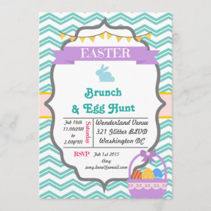 Grey Happy Easter & Egg Hunt Party Invitations