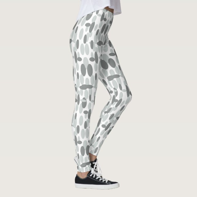 Grey Happy Oval Spots Pattern Leggings (Right)