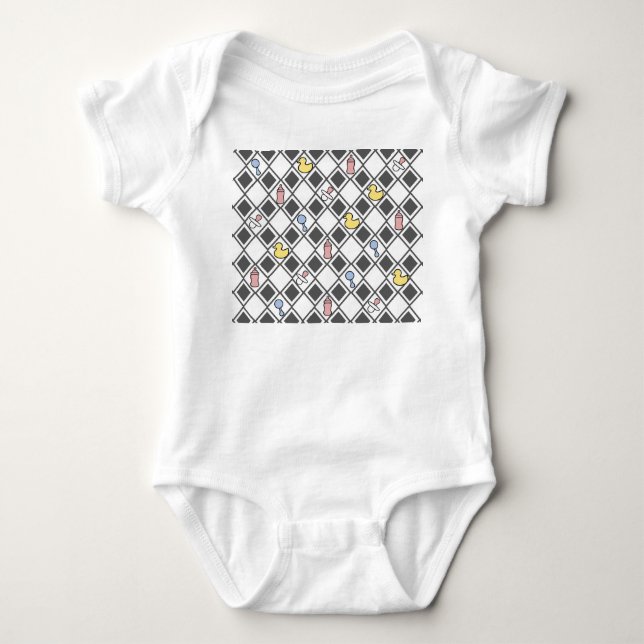 Grey Harlequin  Baby Bodysuit (Front)