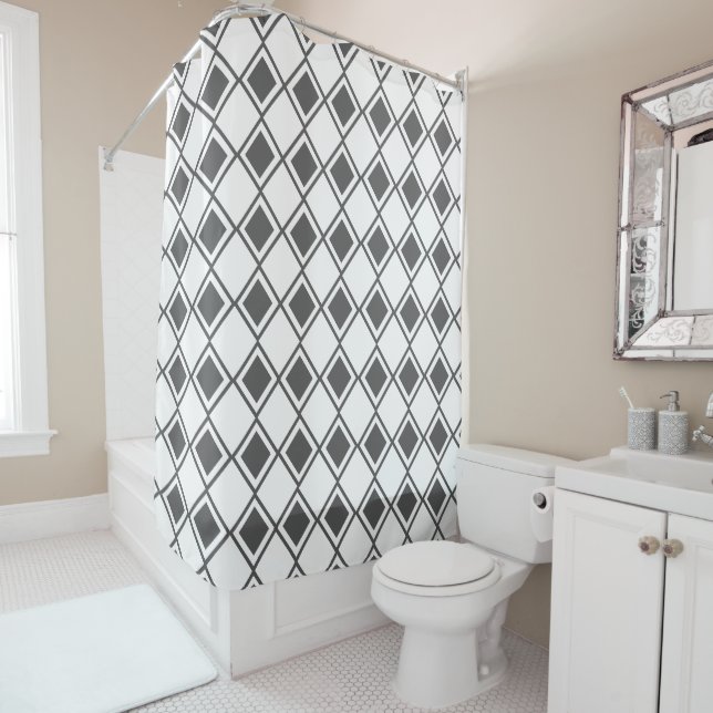 Grey Harlequin  Shower Curtain (In Situ)