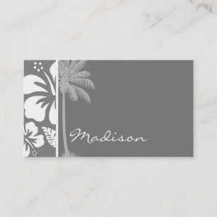 Grey Hawaiian Tropical Hibiscus; Summer Palm Business Card