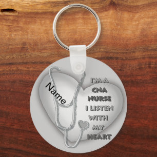Grey Heart CNA Nurse Key Ring