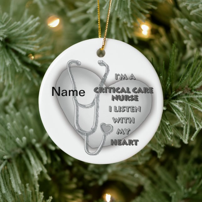 Grey Heart Critical Care Nurse Ceramic Tree Decoration (Tree)