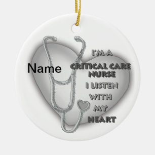 Grey Heart Critical Care Nurse Ceramic Tree Decoration