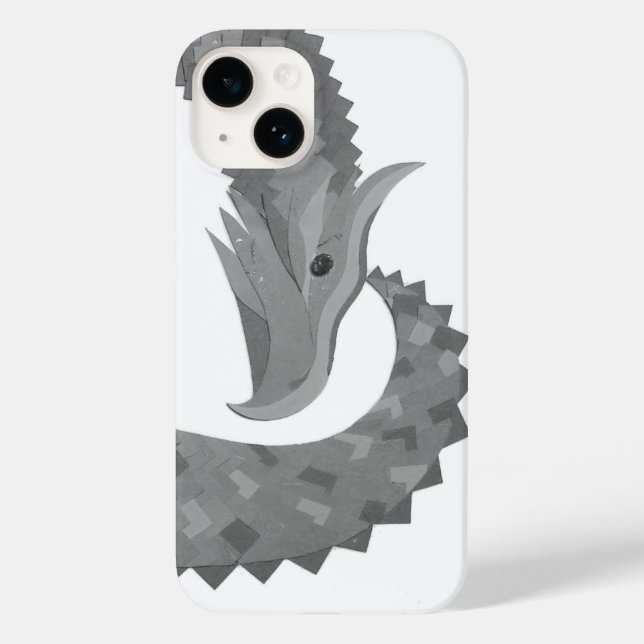 Grey heart dragon on white Case-Mate iPhone case (Back)