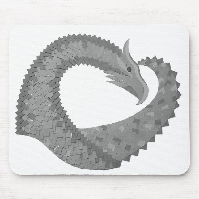 Grey heart dragon on white mouse mat (Front)