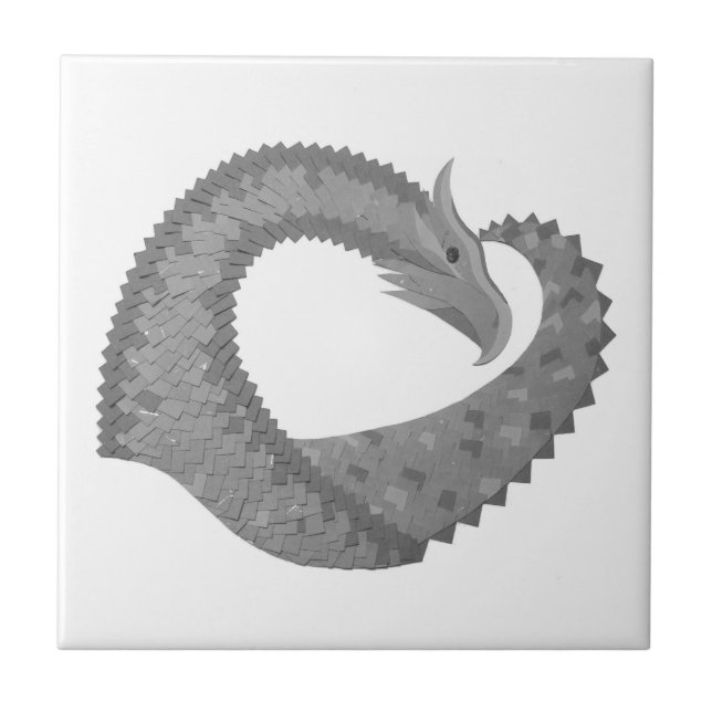 Grey heart dragon on white tile (Front)