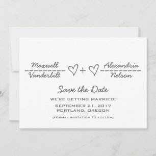 Grey Heart Equation Save the Date Invite