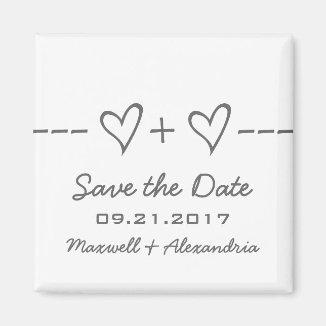 Grey Heart Equation Save the Date Magnet (Front)