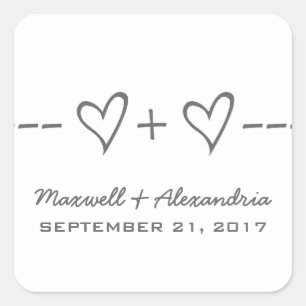 Grey Heart Equation Wedding Stickers