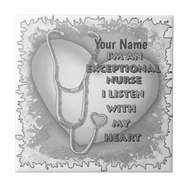 Grey heart exceptional nurse  tile (Front)